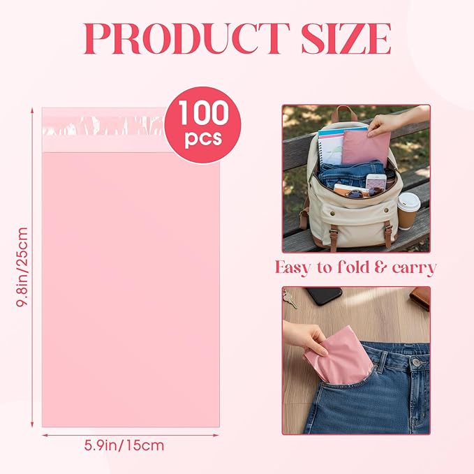 1000 Pcs Sanitary Napkin Disposal Bags Bulk Pink Feminine Hygiene Bags Pack 9.8 x 5.9 Inch to Block Odors for Tampons and Pads Work and Home Dormitories Place