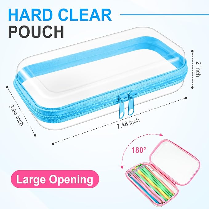 Sanwuta 10 Pcs Hard Zipper Case Clear Hard Pouches Plastic Zipper Pencil Portable Box Toy Storage Bins Plastic Container for Travel Toiletry Office Cosmetic Block Puzzle Organizer (S,Macaron Color)