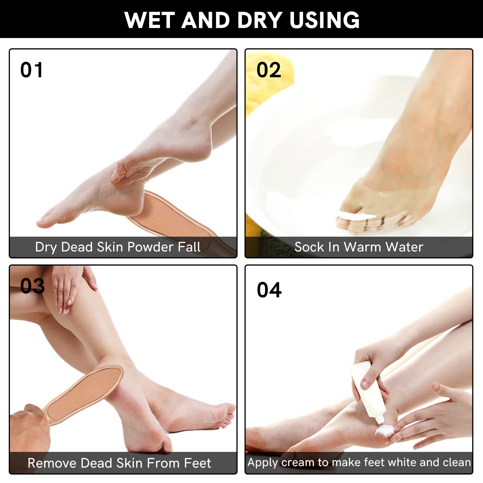 10.4'' Double Sided Nano Glass Foot File Callus Remover, Glass Foot File Heel Scraper for Cracked Heels, Washable Foot Rasp for Wet and Dry Feet - Foot Scraper for Shower Use