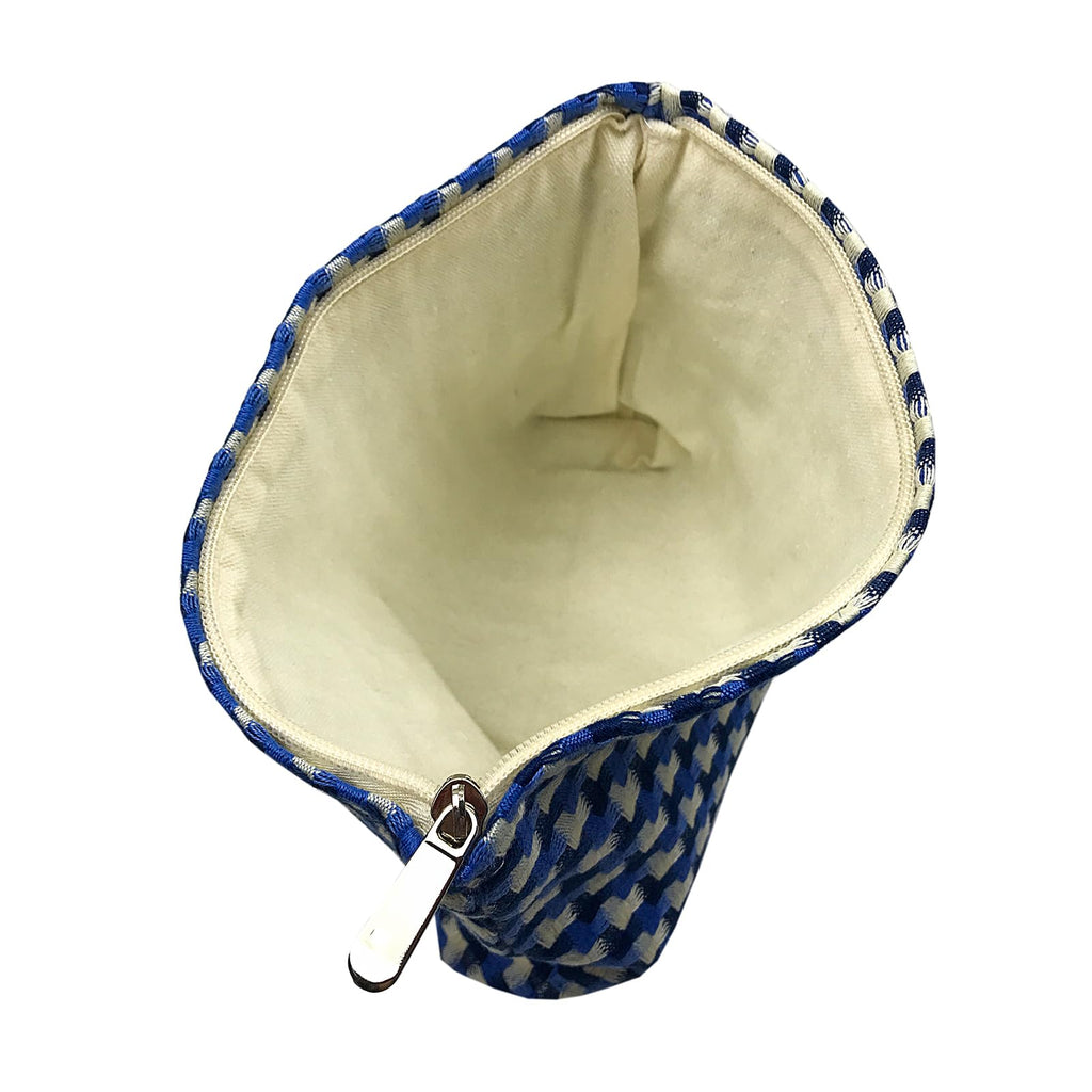 GUTGNK Corduroy Ladies Cosmetic Bag, Large Capacity Canvas Cosmetic Bag Travel Toiletry Bag Accessories Organizer, Blue Mesh