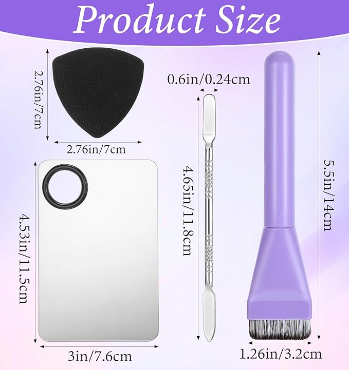 4Pcs Foundation Mixing Palette, Metal Foundation Mix Palette and Spatula Brush Makeup, Perfect for Mixings Mediums, Ideal for Women & Girls, Stainless Steel Easy to Clean