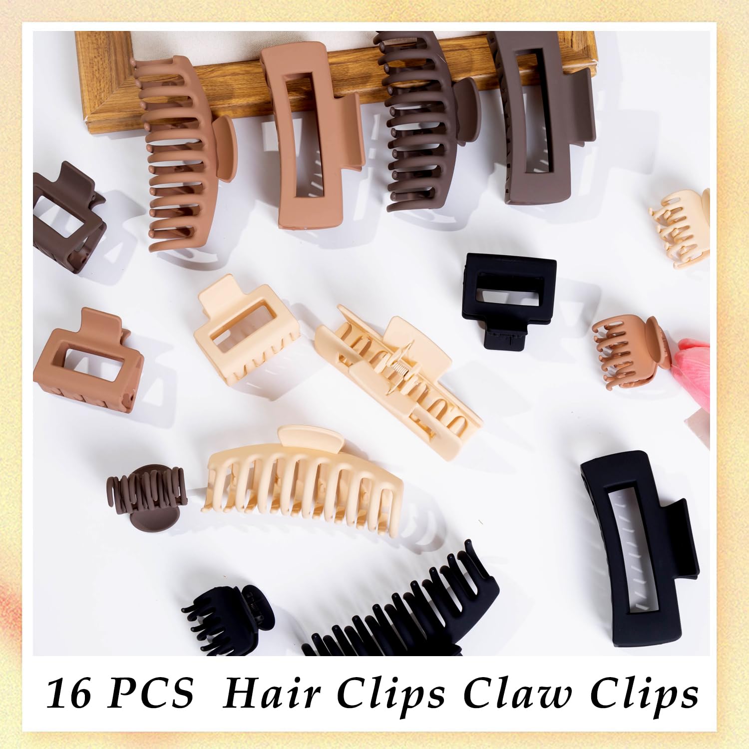 16 PCS 4.4" Large Hair Clips,Claw Clips,FDBJulyy Hair Clips for Women & Girls,4 Styles 4 Colors 16 Pack Strong Hold Matte Claw Hair Clip for Women Thick Hair & Thin Hair, 90's Vintage