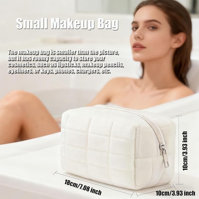 HABUAETY Makeup Cosmetic Bag Small Checkered Pouch Make Up Purse Bag Y2k Accessories