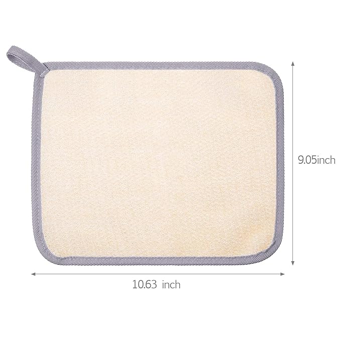 Tatuo 5 Pcs Exfoliating Face and Body Wash Cloths Towel Weave Bath Exfoliating Scrub Massage Bath Cloth for Women and Men, 10.23 x 8.66 Inch(Gray Edge)