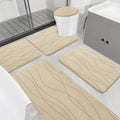 YIHOUSE Bathroom Rugs Set 5 Piece, Memory Foam Bath Mat Khaki