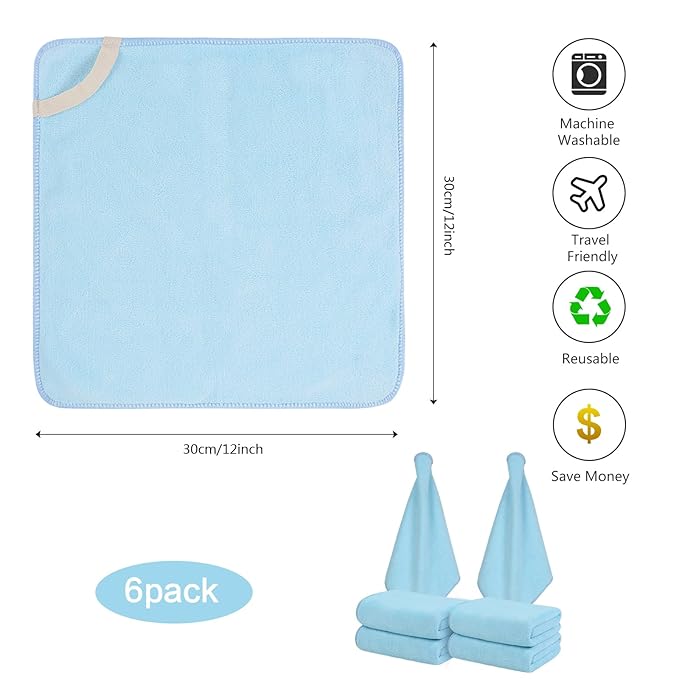 SINLAND Microfiber Facial Cloths Fast Drying Washcloth 12inch x 12inch Absorbent Face Wash Cloth Soft Makeup Remover Cloths