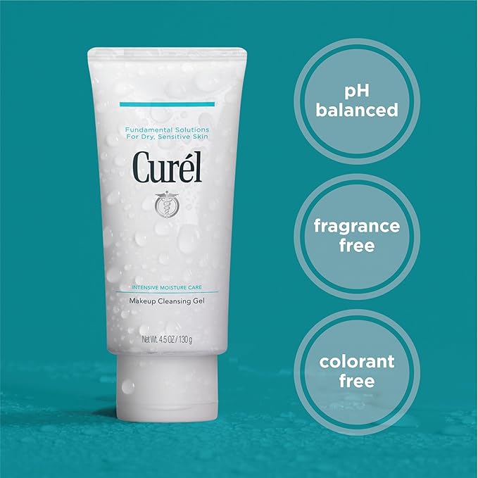 Curel Japanese Skin Care Makeup Cleansing Gel, Waterproof Eye Makeup Remover and Gentle Facial Cleanser for Dry, Sensitive Skin, Step 1 of 2, 4.5 Oz