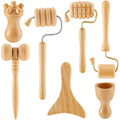 Boao 7 Pcs Wood Therapy Massage Tools Set, Wooden Face Massage Tool & Roller Kit for Lymphatic Drainage Care, At-Home Relaxation & Facial Care, Natural Wood