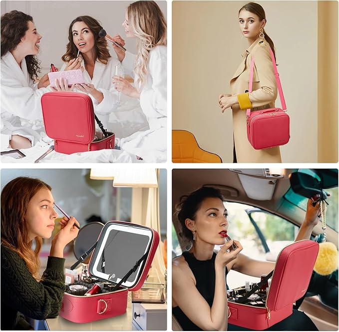 Mocado Travel Makeup Bag with Mirror Makeup Case with 10x Magnifying Mirror