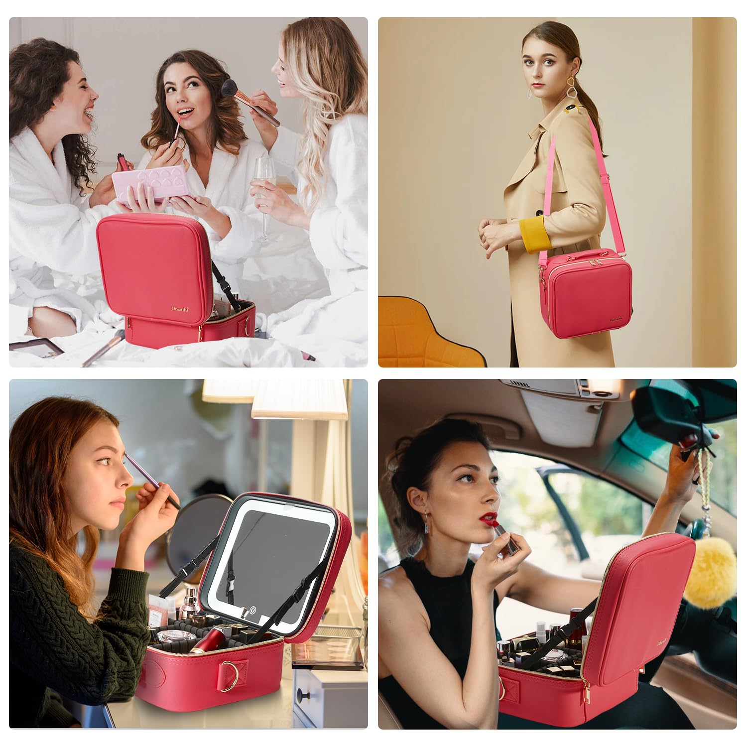 Mocado Travel Makeup Bag with Mirror Makeup Case with 10x Magnifying Mirror