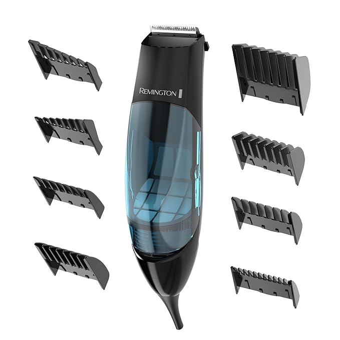 Remington Vacuum Hair Clippers for Men, Mess-Free Haircut & Beard Trimmer Kit with Hair Collection Chamber, Dual Motor Power, 18-Piece Grooming Set