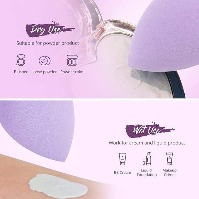 BEAKEY Makeup Sponge 5 Pack, Latex-Free Makeup Sponges for Foundation