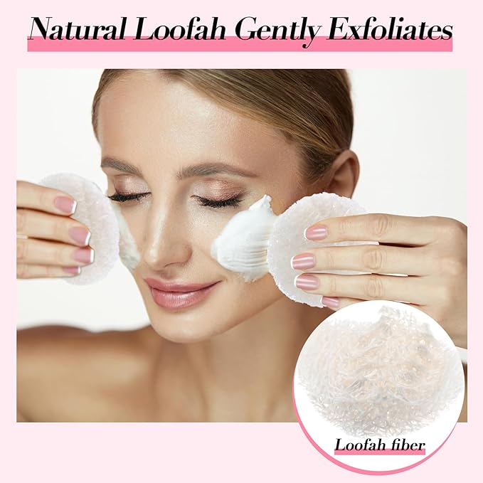 Bokon 50 Pcs Loofah Exfoliating Face Pads 2.36 Inches Round Natural Loofah Sponge Body Face Scrubber Remove Dead Skin Facial Pad Bulk for Bath Shower Spa Skin Cleaning Women Men (White)