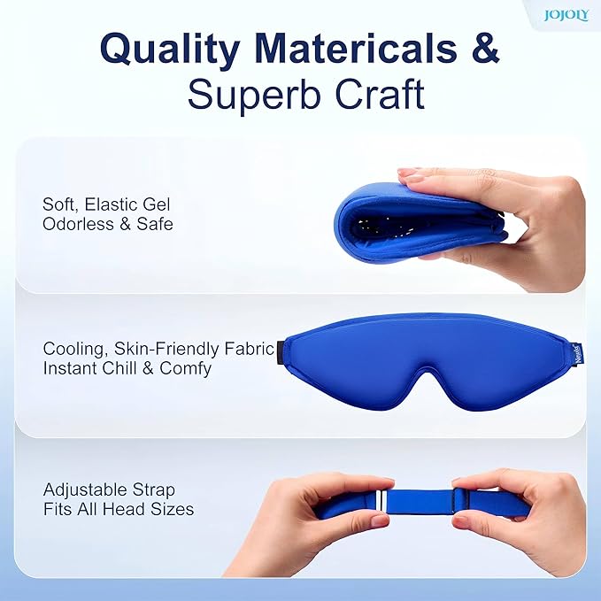 Upgraded Cooling Gel Eye Mask for Puffy Eyes: Larger Full-Eye Cover Design, Ice Cooling Relief, Reusable Cold Compress for Dark Circles, Eye Bags, Fatigue & Migraine (Blue)