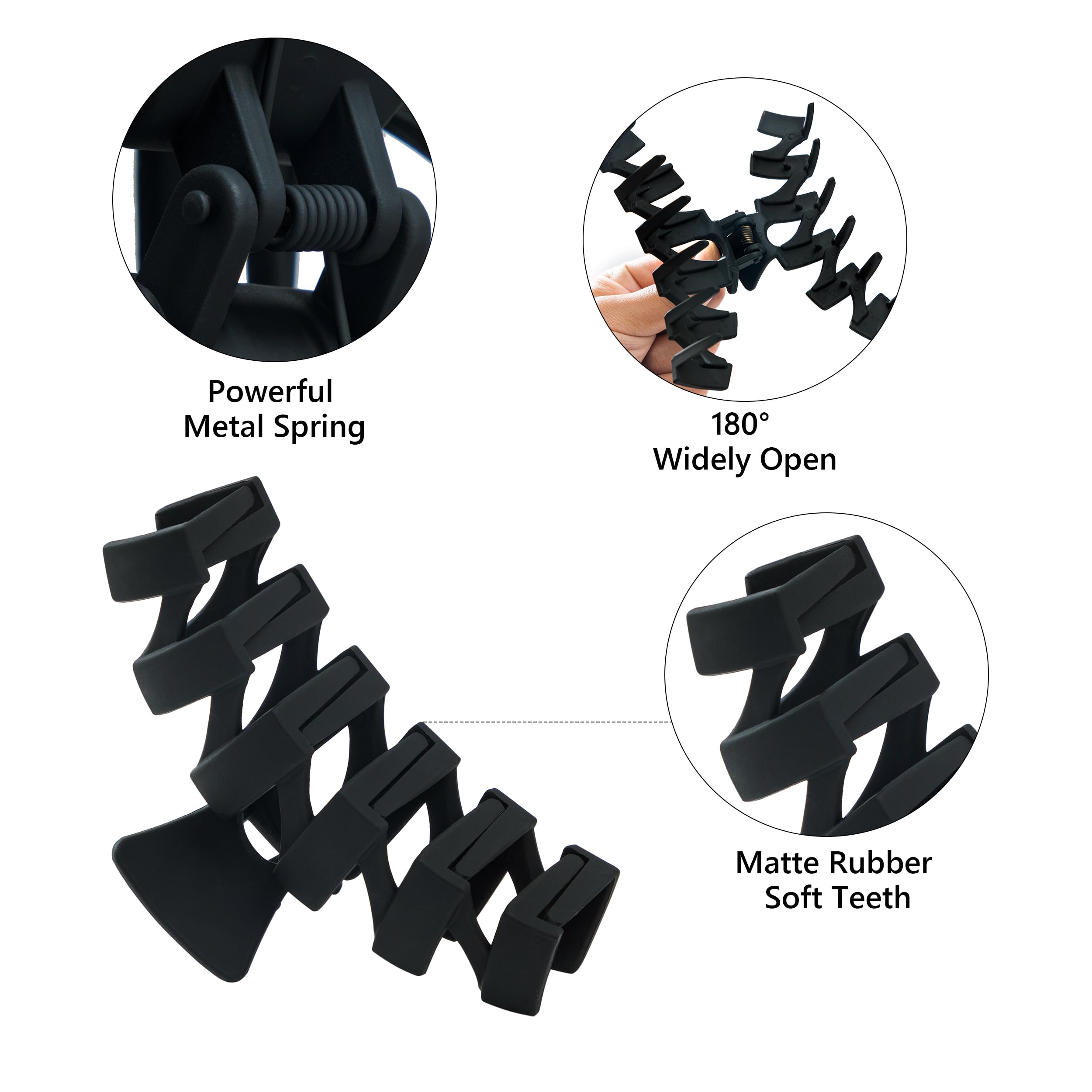 8PCS Hair Clips for Women, Flower Claw Clips for Thick Hair, Non-Slip Hair Accessories with Multi-Styles, Black Color Hair Claw Clips and Variety Pack, Ideal for Girls