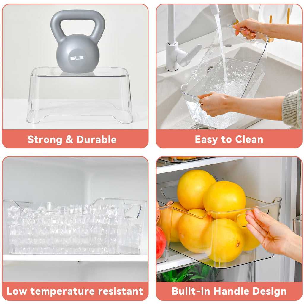 AntStep Clear Plastic Storage Bins - 12 Pack Pantry Organizers and Storage, Clear Pantry Organizer Bins, X-Large Plastic Containers with Handle for Kitchen, Cabinet, Bathroom, Classroom Organization