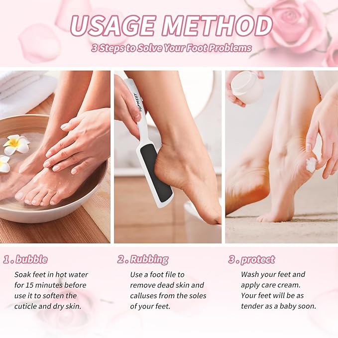 Topmeet Foot File for Dead Skin - Dual Sided Foot Rasp Callus Removers, Professional Pedicure Tool for Soft, Smooth Feet (White)