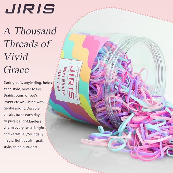 1000pcs Mini Hair Rubber Bands, Soft & Durable Plastic Elastic Hair Ties for Little Girls, Stretch Ponytail Ties for Kids Hairstyles and Braids