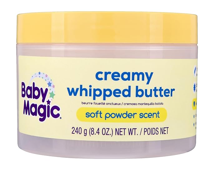 Baby Magic Creamy Whipped Butter, Soft Powder Scent, Helps Keep Skin Feeling Healthy and Baby Soft, Hypoallergenic, 8.4 fl oz.