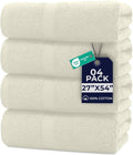 DAN RIVER Bath Towels Set of 4, 27 x 54 Inches, 100% Cotton, Larger & Lighter Weight, Quicker to Dry, Super Soft and Absorbent, Ideal Quick Dry Bath Towels for Daily Use, Ivory