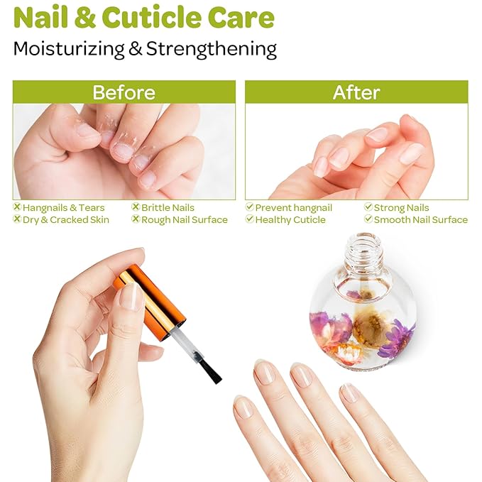 Cuticle Oil, Jasmine Cuticle Nail Oil Infused with Real Flowers 15ml