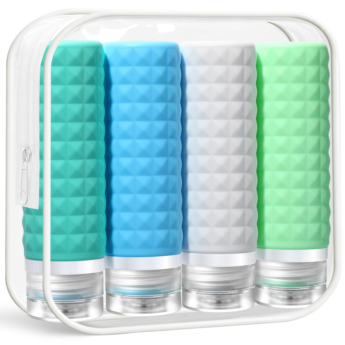 Firstfooby Travel Bottles for Toiletries, TSA Approved Travel Size Containers, Leak Proof Silicone Shampoo Bottles, Small Toiletry Containers with Clear Bag for Shampoo Conditioner Lotion