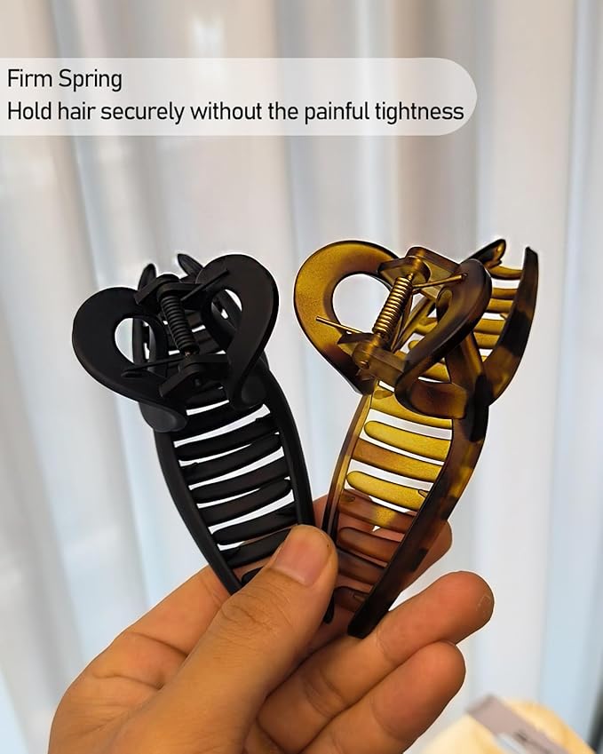 Nalodu 5 Inch Extra Large Claw Clips, 13 cm No Slip Matte Jumbo XL Hair Clips for Thick Long Curly Hair, Big Hair Claw Clips, 2 Pack