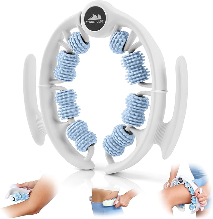 Terrepulse Anti Cellulite Roller & Lymphatic Drainage Massager | Deep Tissue Fascia Blaster & Muscle Roller | Tool for Sore Arms, Legs, Shoulders, Stomach & Buttocks (Blue)