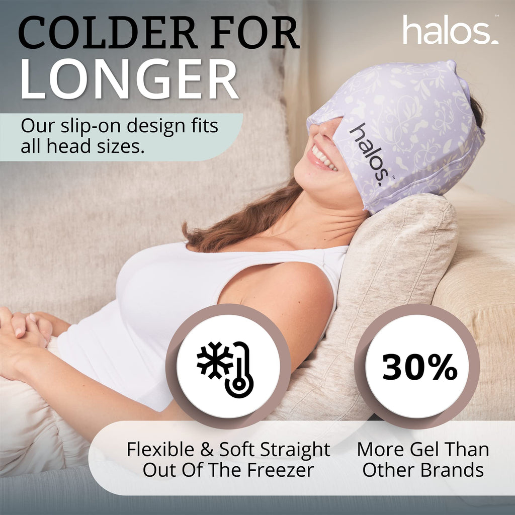 MyHalos® Migraine & Headache Relief Cap, 30% More Gel, Hot & Cold Ice Wrap