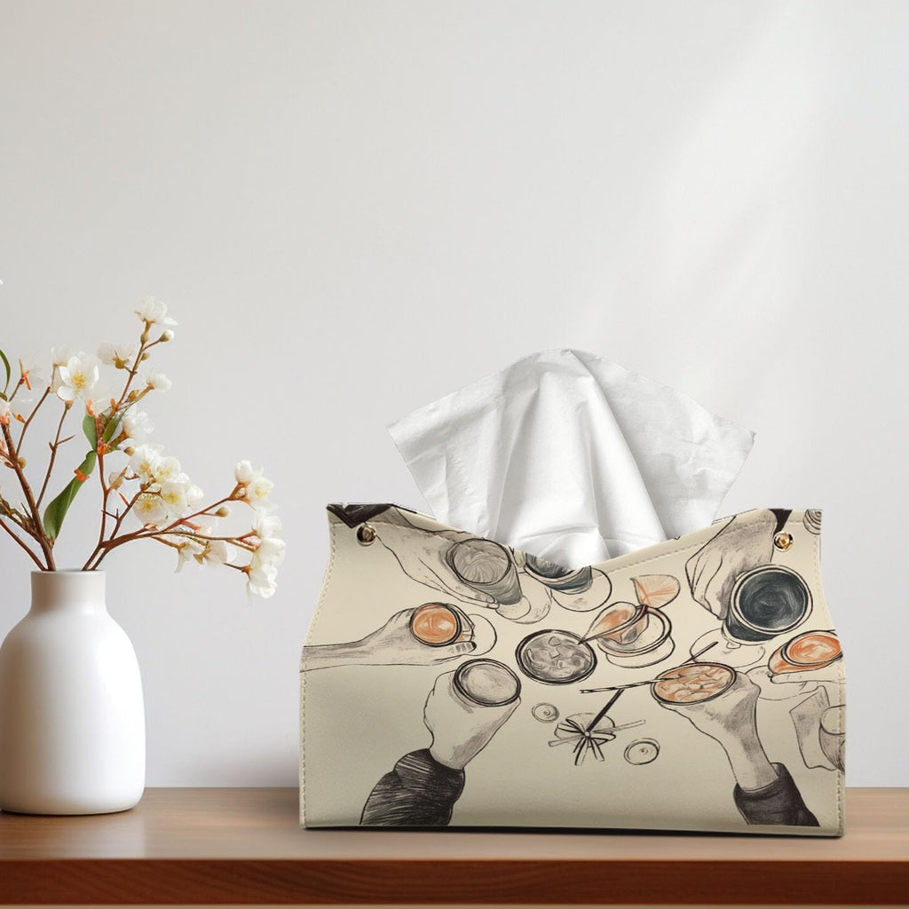 Vintage Rectangle Tissue Box Cover, Winter Holiday Decor Tissue Box Holder Organizer for Kitchen Dining Room, Party Facial Paper Organizer Farmhouse Party Gifts for Women Girls 9.8x5.9x5.9