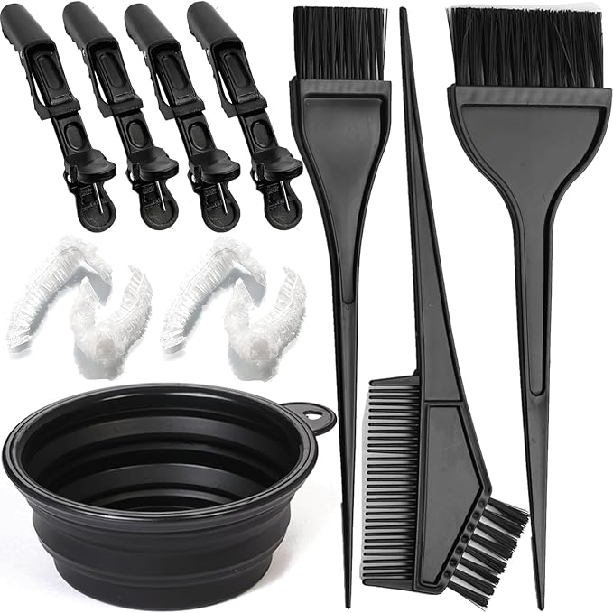 12Pcs Professional Salon Hair Coloring Dyeing Kit, Hair Bleach Dit Hair Coloring Products with Hair Dye Brush, Hair Color Bowl, Hair Clips