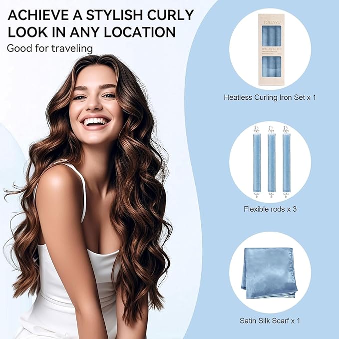 Togayu Heatless Curls Overnight Hair Care Set - Jumbo Velvet Hair Curlers