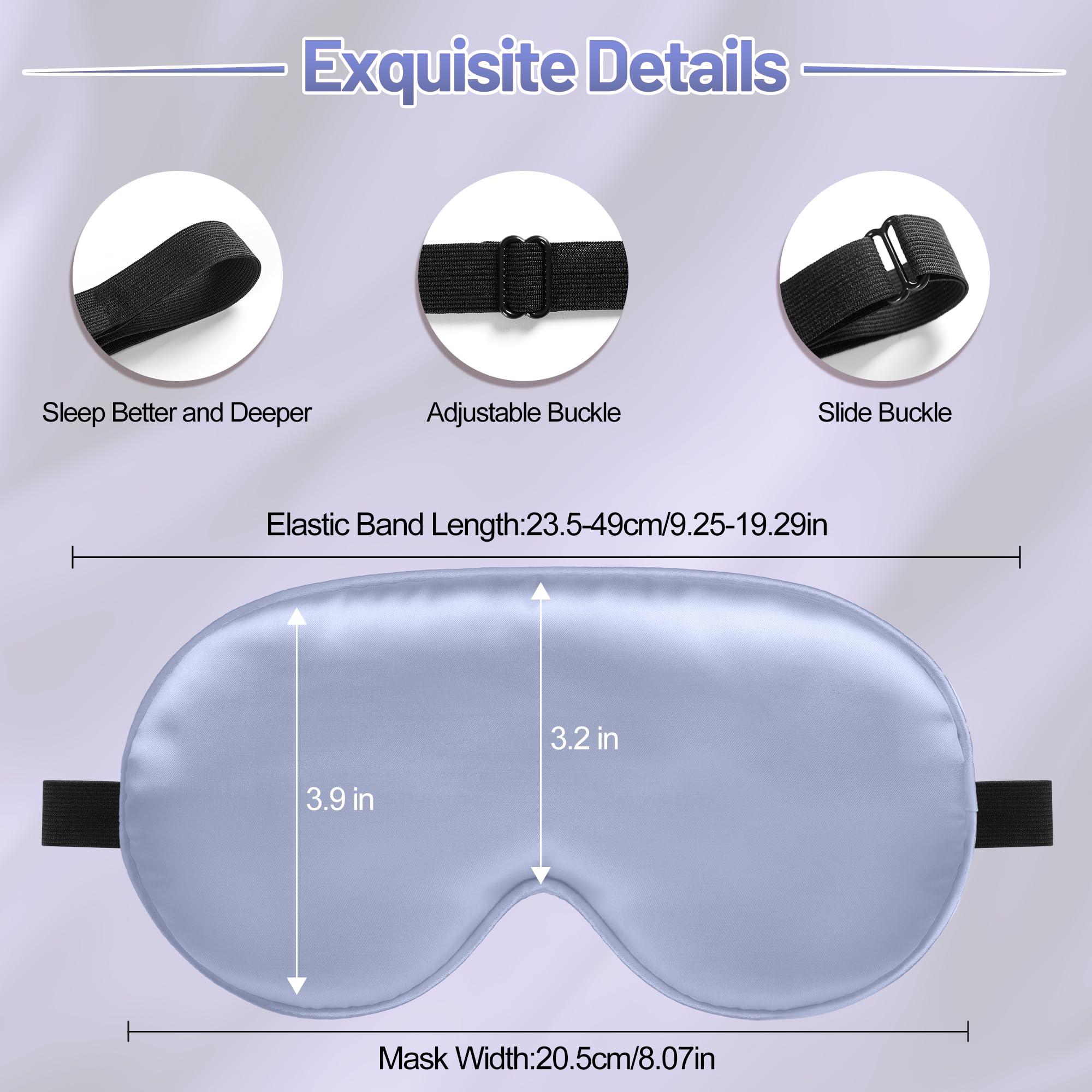 Sleep Mask, Silk Eye Mask for Sleeping with Adjustable Strap, Blindfold Eyeshade for Men & Women, Comfortable & Soft Eye Cover Eyeshade for Night Sleep (Light Purple)