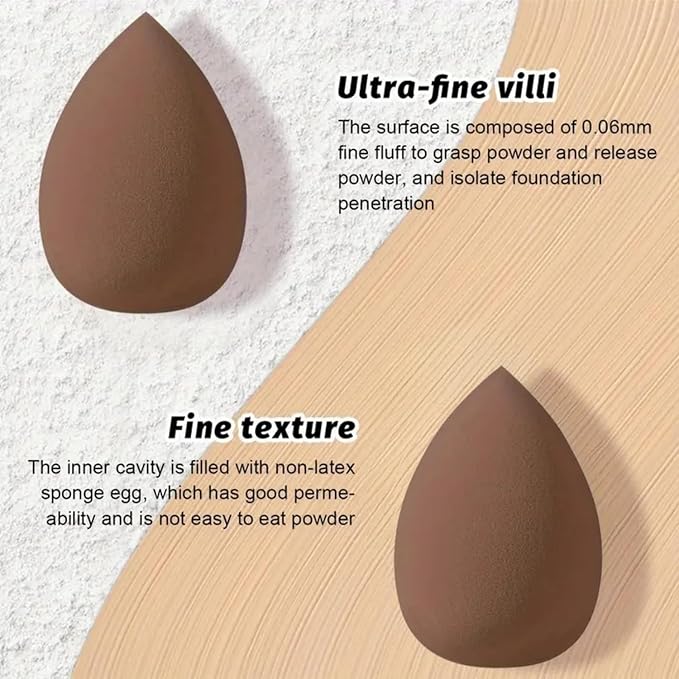 Beauty Blender Sponge Set 14PCS – Multi-Size Makeup Sponges for Foundation, Liquid, Powder - Triangle Puffs, Mini Beauty Blender, Thumb Powder Puff, Reusable & Wet or Dry Use (Brown)
