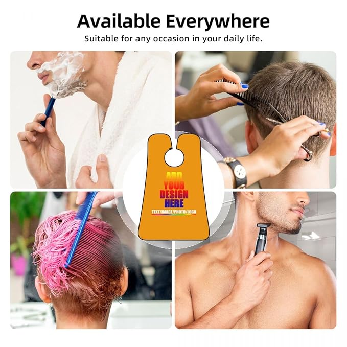 Custom Beard Apron for Men Personalized Gift with Name Image Picture Text Beard Shave Cape Customized Beard Trimming Catcher Bib for Bathroom Gold