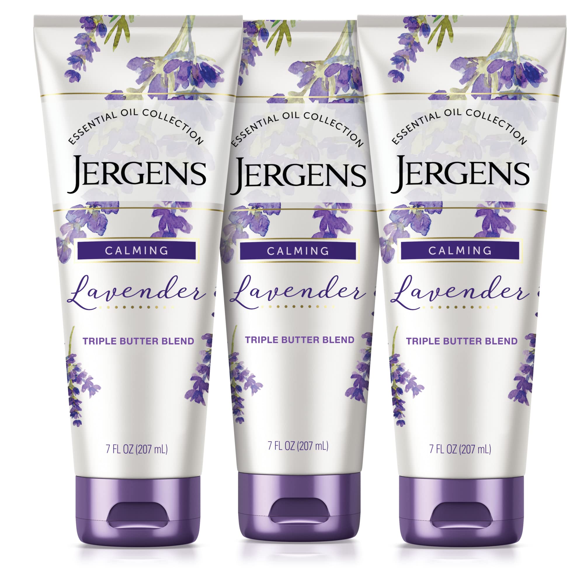 Jergens Lavender Hand & Body Lotion For Dry Skin, 7 fl oz, 3 Pack