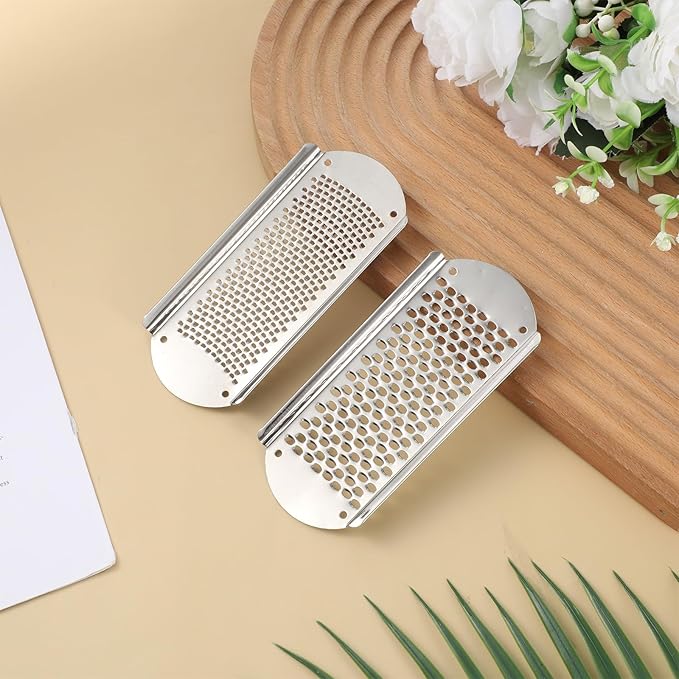 8 PCS Foot File, Callus Remover for Feet Stainless Steel Replacement Blades 2 Designs Big & Fine Hole Foot File Pedicure Tool Detachable Feet Scrubber for Rasp Corn Hard Skin Remove, Wet and Dry Use