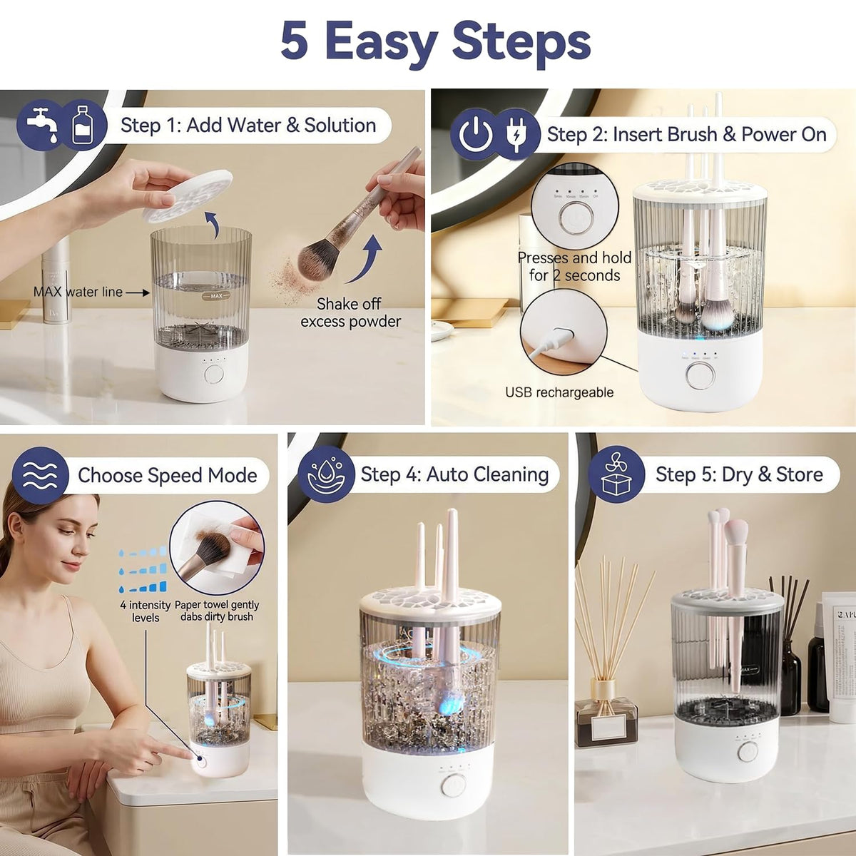 Luslife Electric Makeup Brush Cleaner, USB Makeup Brush Cleaning Machine