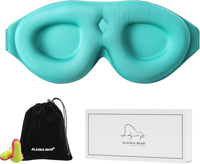 ALASKA BEAR 100% Blackout Sleep Mask for Women and Men, Blue
