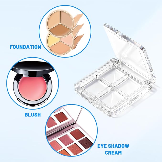 Fampery 4-Pack Empty Lipstick Palette - 4 Grid Clear Empty Makeup Palette Cases - Highlighters Sample DIY Eyeshadow Powder Blush Lipstick Boxes - Travel Eye Shadow Dispensing Storage Container