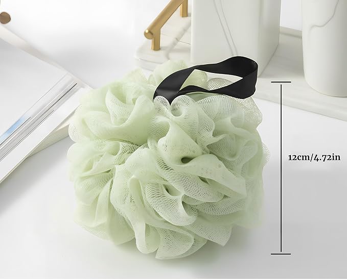 Loofah Sponges for Shower,Nature Family 8 Pack Bath Sponges - Dark Green, Peacock Green, Light Green, Yellow, Khaki, Beige, Gray & Blue