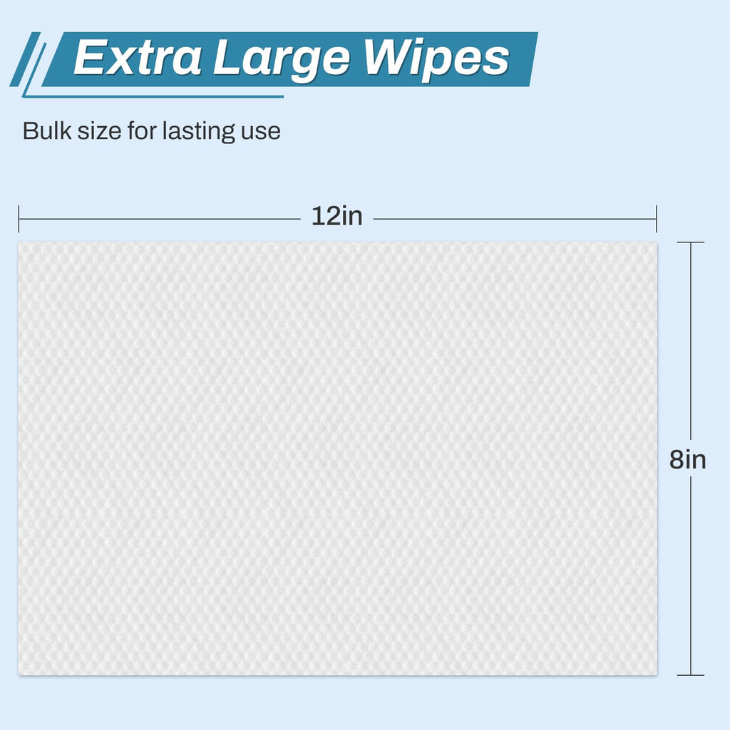 720 Count (12 Packs of 60) Wipes for Adults, 8" x 12" Extra Large Wet Wipes for Incontinence & Cleansing, Disposable Body Shower & Bath Wipes for Elderly Bathing No-Rinse - Vitamin E & Aloe