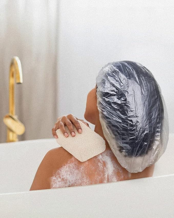 10Pcs XL Oversized Disposable Plastic Shower Cap for Long Braids, Dreadlocks & Locs - Big Plastic Shower Cap for Black Women's Hair Treatment