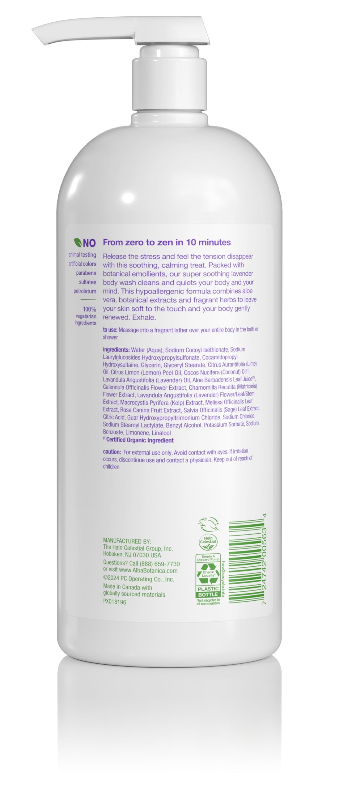 Alba Botanica Very Emollient Body Wash, French Lavender, 32 Oz
