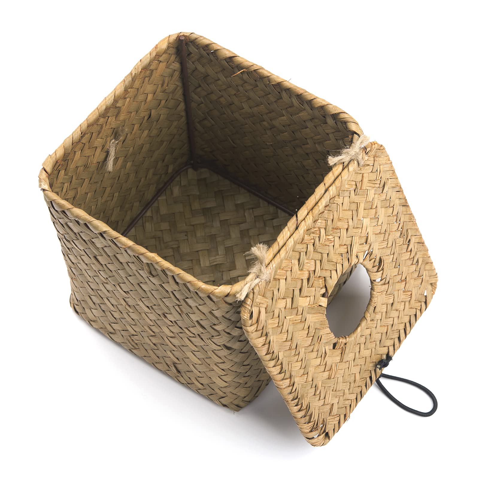 Seagrass Square Tissue Box Cover Woven Napkin Holder Decorative for Bathroom Farmhouse (Natural, 5.5 x 5.5 x 5.5 Inch)