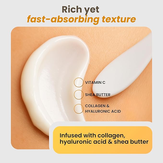 Clarimond Vitamin C Body Lotion w/Hyaluronic Acid & Collagen Peptides - Brightening Hydrating Moisturizer Non-Greasy for Dry, Sensitive Skin - Firming Tightening Body Cream