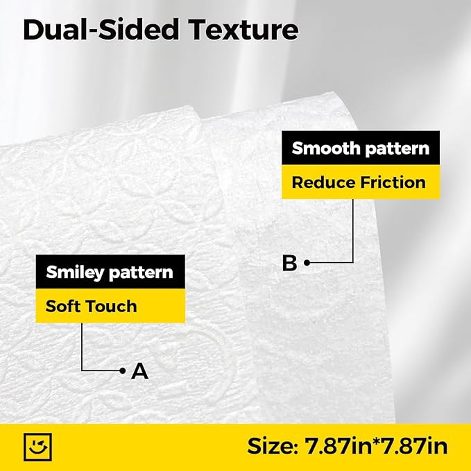 Face Towels, Disposable Clean Towels, Extra Thick, Hypoallergenic for Sensitive Skin, Unscented Lint-Free, Dry Wipes for Cleansing & Makeup, Dual-Textured AB Sides, Travel, 50 Counts (1 Pack)