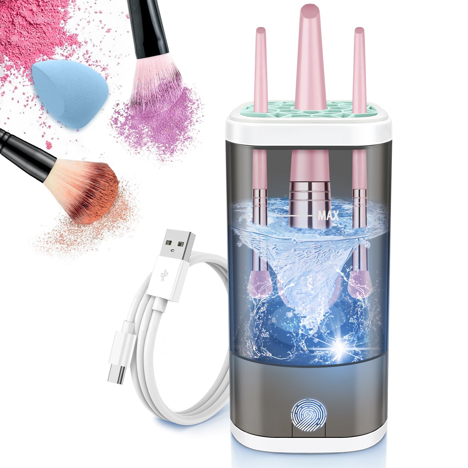 Vitascape Electric Makeup Brush Cleaner Machine With Makeup Brush Holder Portable, Automatic Cleaner for Makeup Brushes and Sponges (Black)