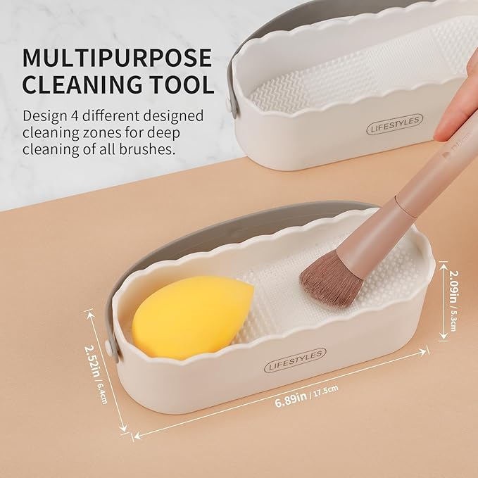 DUcare Makeup Brush Cleaner Mat 4 in 1 Silicone Makeup Brush Cleaner Bowl Cosmetic Brushes Cleaning Tool Organizer for Storage and Air Drying