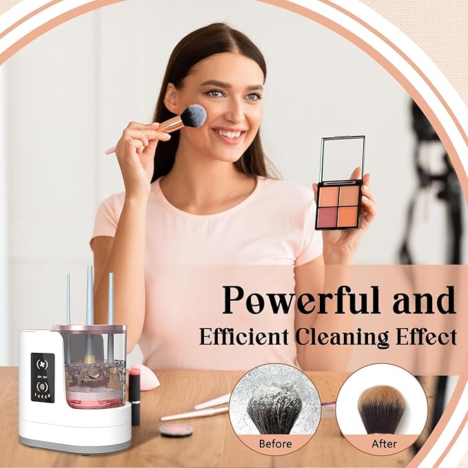 3-in-1 Electric Makeup Brush Cleaner Machine, Automatic Make Up Brushes Dryer, Portable Cosmetic Brushes Cleaner Tool for All Size Beauty Makeup Brush